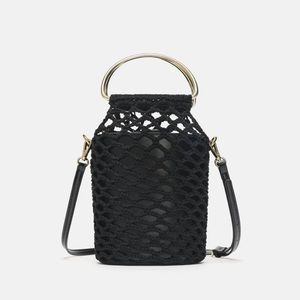 NWT • Zara • Crochet Shopper with Metal Handle